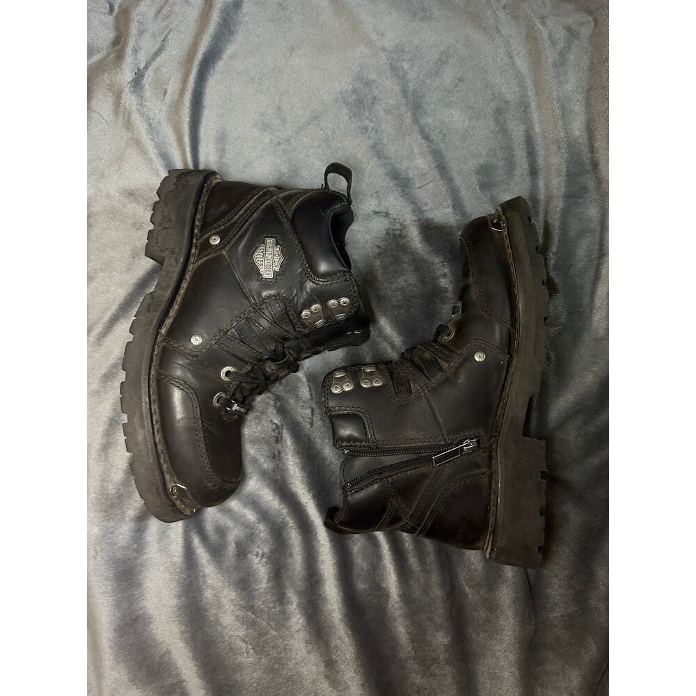 Harley Davidson Tracy Ladies Zipper Lace Up Ankle Black Boots Size 9M, 40 EU
